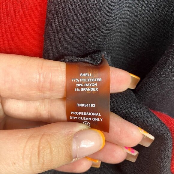 Calvin Kleivn Color Block Black Red Beige Sleeveless Sheath Dress Size 6 - Picture 9 of 10